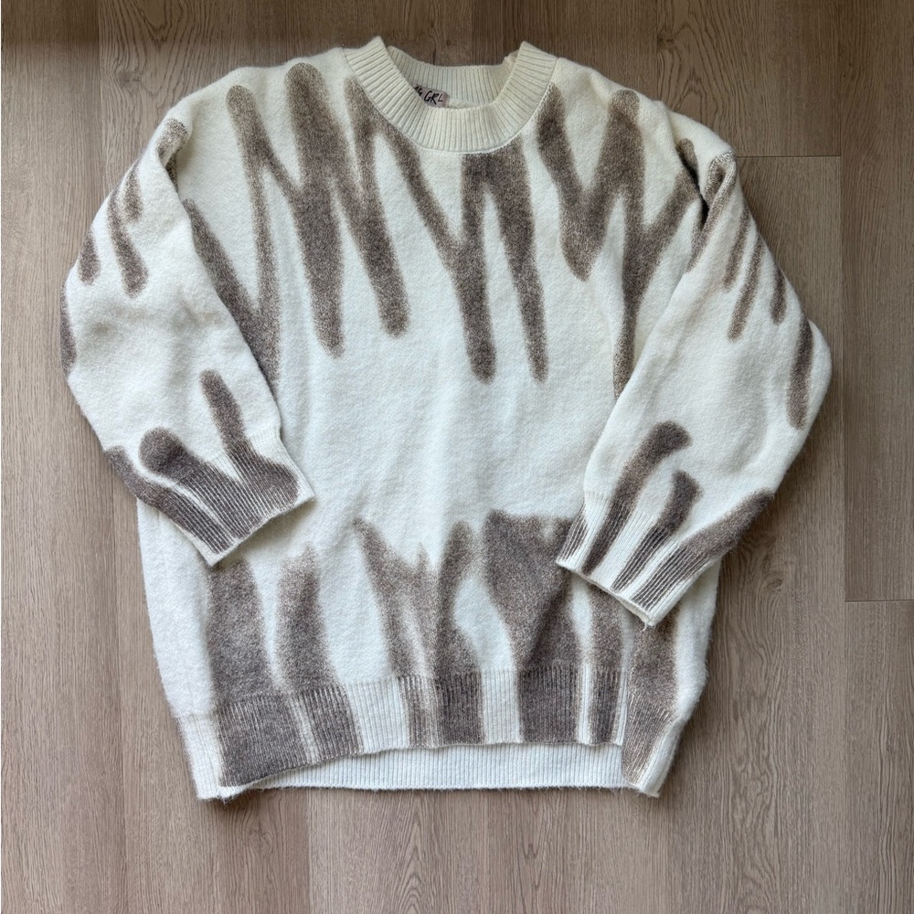 VRG GRL Cream and Brown Sweater